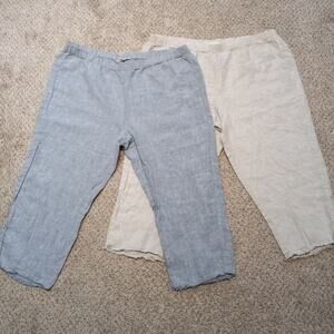 EILEEN FISHER 100% organic linen pants, LG, lot of 2